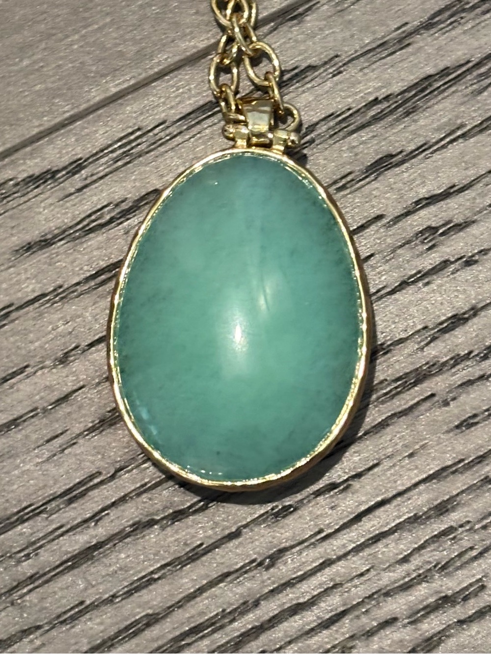 Stella & Dot Reversible Stone Gold Chain Necklace w/Teal/Brown Onyx Oval Pendant